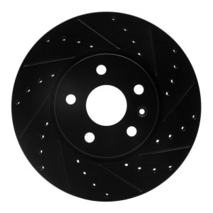 Buick Allure Brake Rotor (1) - Front Right - R1 Concepts - Drilled & Slotted - Black - `10-`25